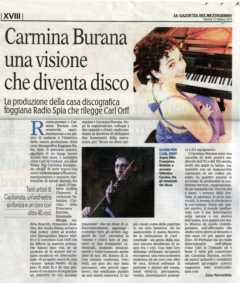La Gazzetta del Mezzogiorno - 10/02/2015 - Carmina Burana, una visione che diventa disco
