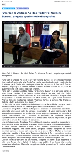 Studio9tv - 11/02/2015 - One Carl Is Undead: An Ideal Today For Carmina Burana, progetto sperimentale discografico